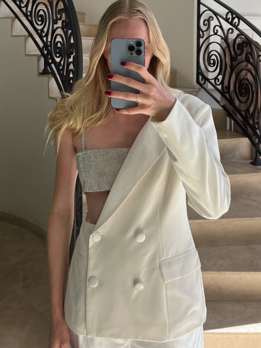 Modern Muse Ivory One Shoulder Blazer Size M